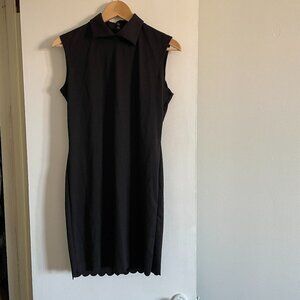 Black Collared Sleeveless Dress